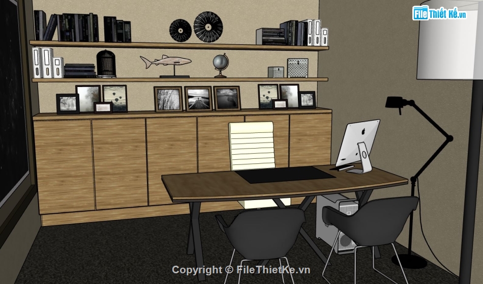 phòng làm việc,File su phòng làm việc,mẫu sketchup phòng làm việc