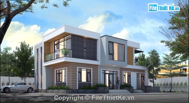 Phối cảnh biệt thự,Phối cảnh biệt thự 2 tầng,file 3dmax phối cảnh,phối cảnh biệt thự 3dmax