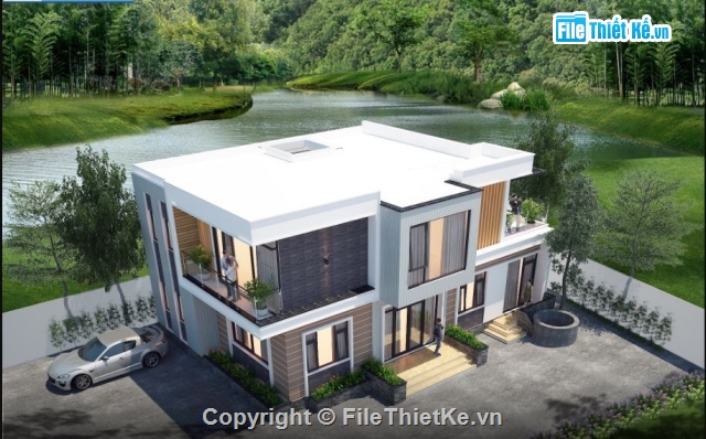 Phối cảnh biệt thự,Phối cảnh biệt thự 2 tầng,file 3dmax phối cảnh,phối cảnh biệt thự 3dmax