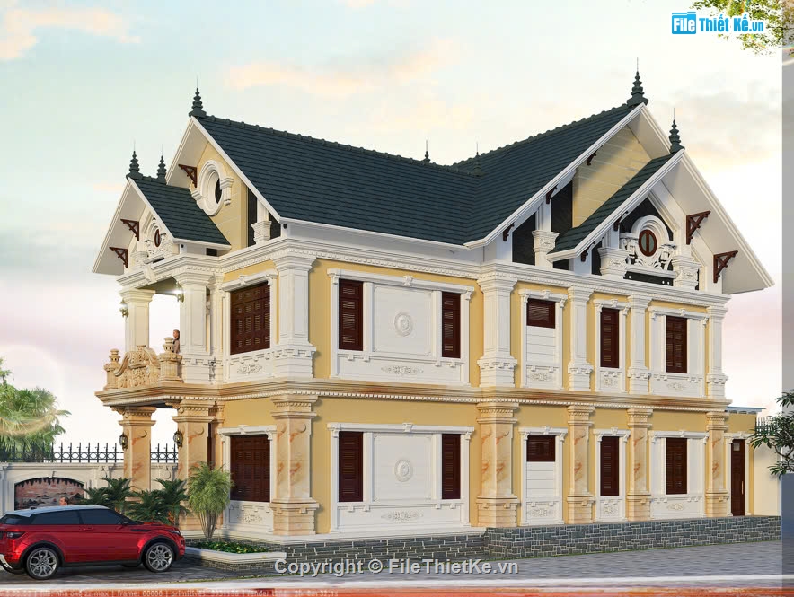 BT 2 tầng tân cổ điển,biệt thự mái thái,biệt thự 2 tầng