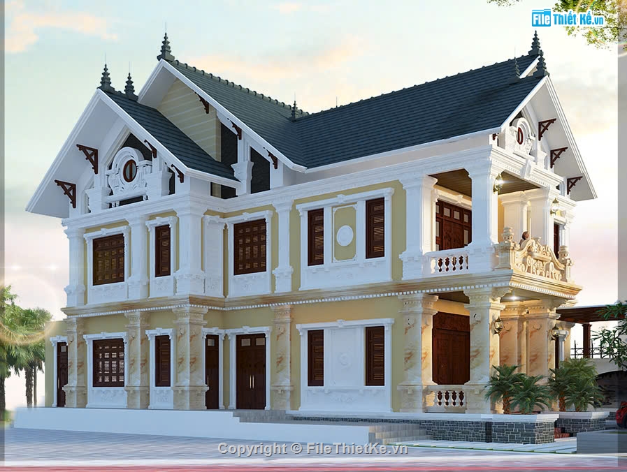 BT 2 tầng tân cổ điển,biệt thự mái thái,biệt thự 2 tầng
