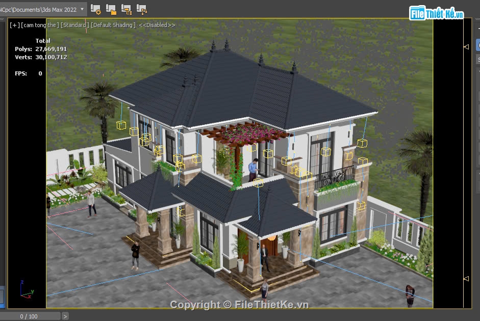 biệt thự 2 tầng,3dmax biệt thự 2 tầng,biệt thự 2 tầng mái nhật