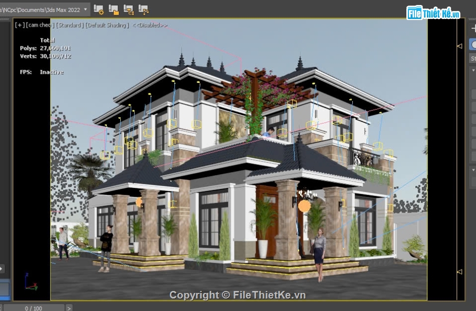 biệt thự 2 tầng,3dmax biệt thự 2 tầng,biệt thự 2 tầng mái nhật