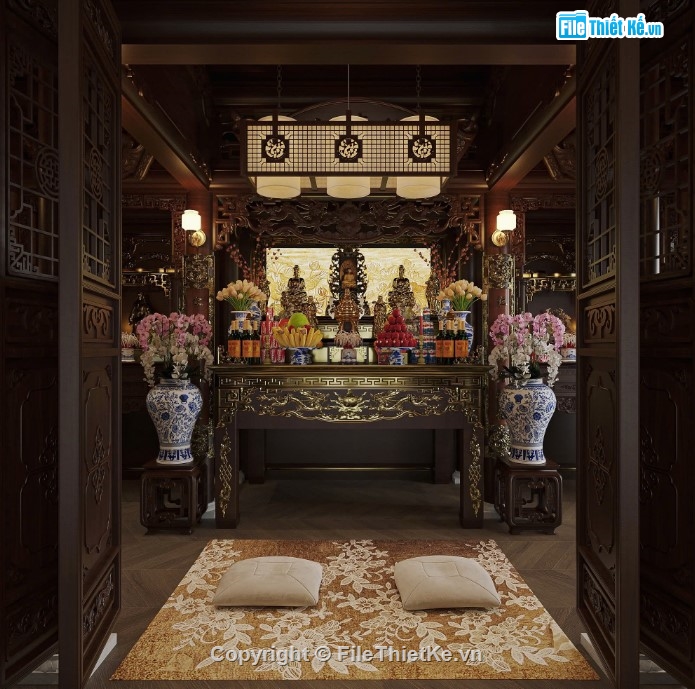 3dmax phòng thờ,mẫu phòng thờ,phòng thờ 3dmax