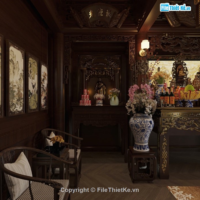 3dmax phòng thờ,mẫu phòng thờ,phòng thờ 3dmax