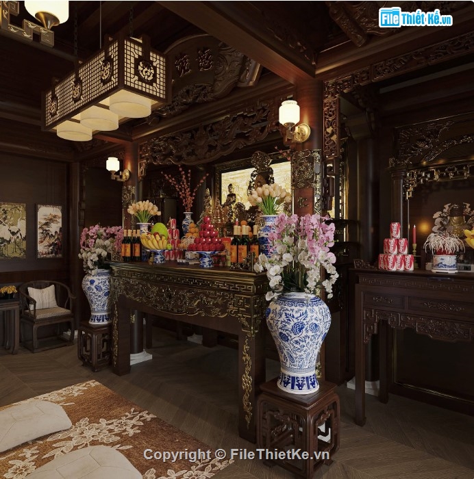 3dmax phòng thờ,mẫu phòng thờ,phòng thờ 3dmax