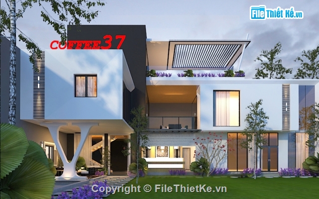 FILE 3DSMAX BIỆT THỰ HIỆN ĐẠI,QUÁN CAFE ĐẸP,FILE 3DSMAX COVER BIỆT THỰ 2 TẦNG HIỆN ĐẠI