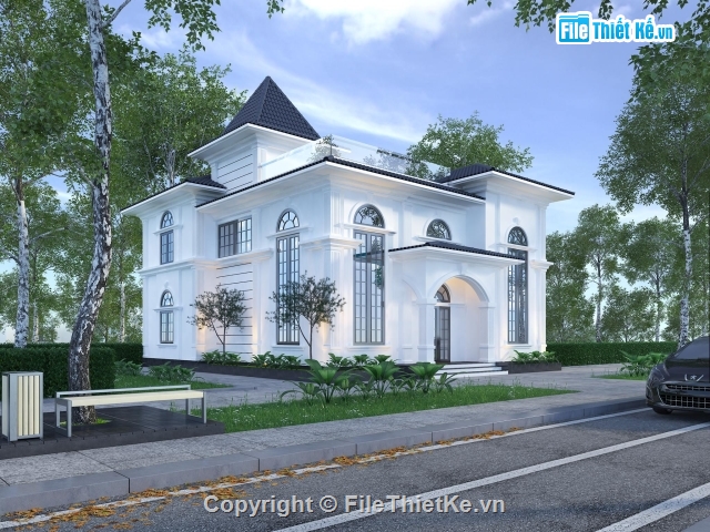 file 3dmax biệt thự,biệt thự lâu đài,model File 3ds max,biệt thự châu âu