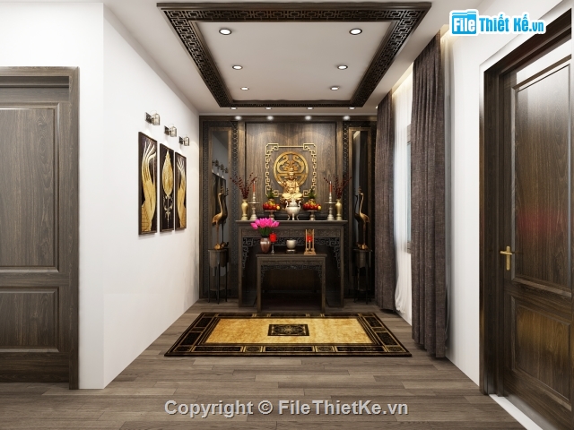 File 3dmax phòng thờ,mẫu phòng thờ,File max phòng thờ