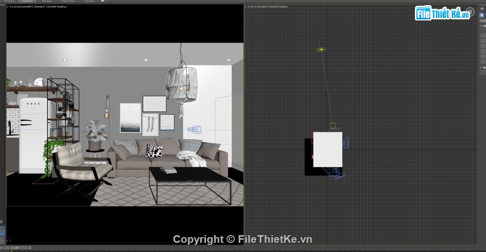 phòng bếp,phòng khách 3d,3dsmax khách bếp,scandinavian,model nội thất nhà