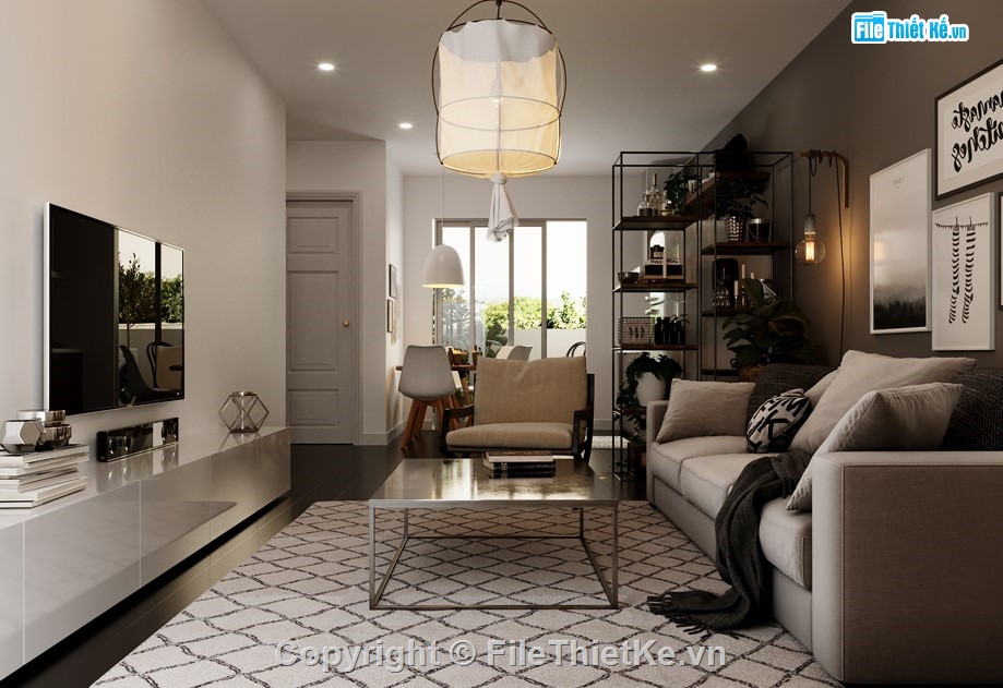 phòng bếp,phòng khách 3d,3dsmax khách bếp,scandinavian,model nội thất nhà