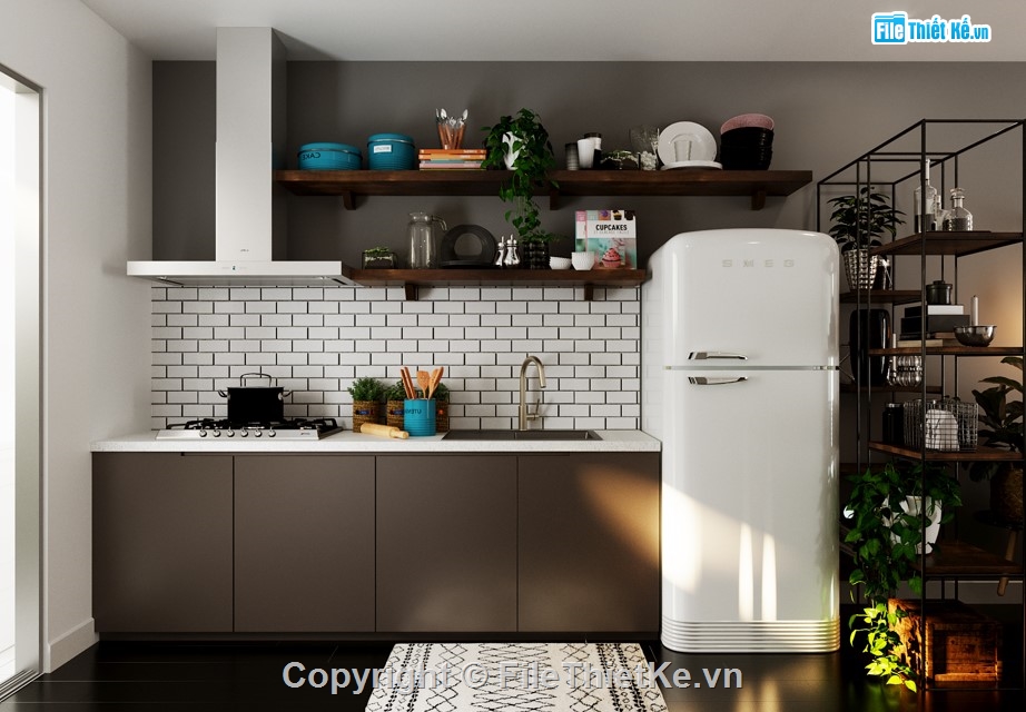 phòng bếp,phòng khách 3d,3dsmax khách bếp,scandinavian,model nội thất nhà