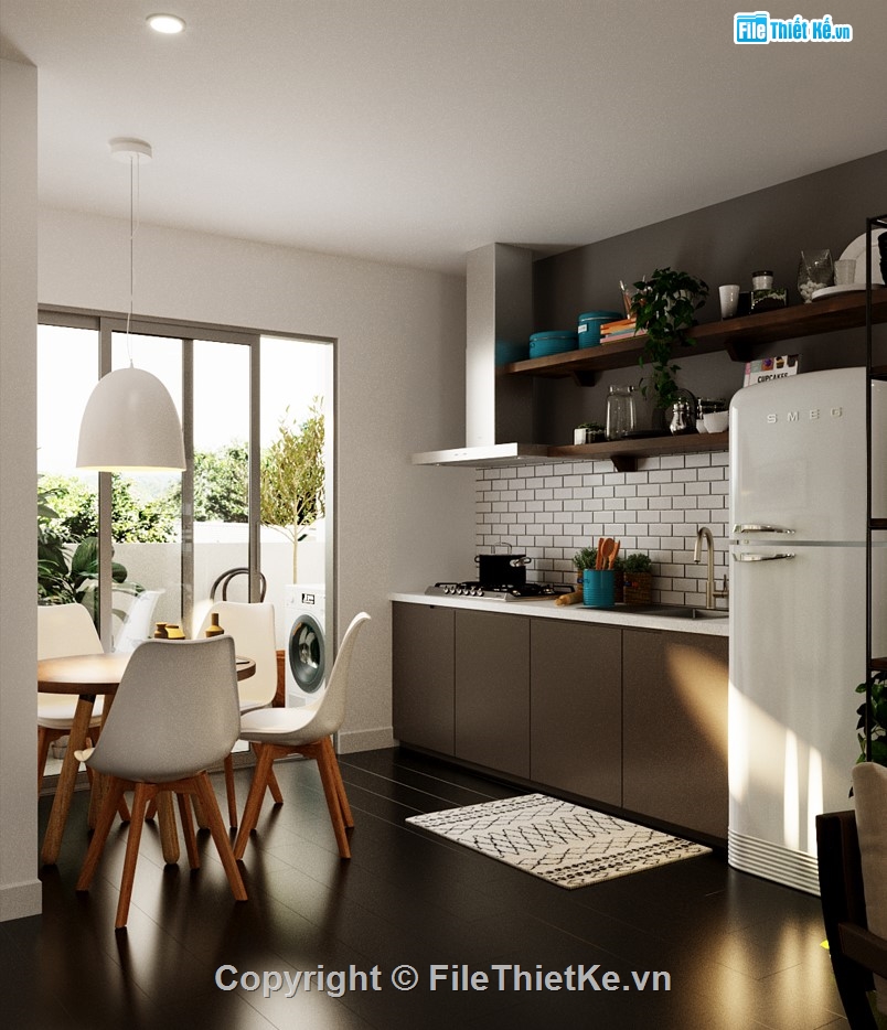 phòng bếp,phòng khách 3d,3dsmax khách bếp,scandinavian,model nội thất nhà