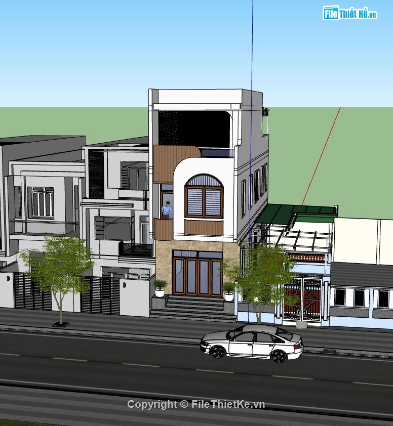 nhà phố 3 tầng,sketchup nhà phố,bản vẽ nhà phố