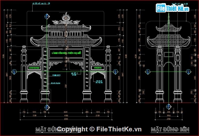 Bản vẽ cổng làng,cổng làng đẹp,cổng làng mới,cổng làng Hạ Mỗ