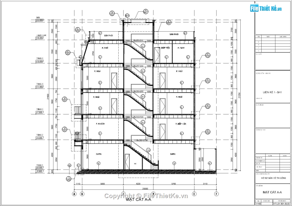 nhà phố 5 tầng 5x16m,Bản vẽ nhà phố tân cổ điển,Bản vẽ nhà liền kề 5 tầng,Thiết kế nhà phố 5 tầng,Mẫu nhà liền kề tân cổ điển,File Atuocad nhà phố 5x16m