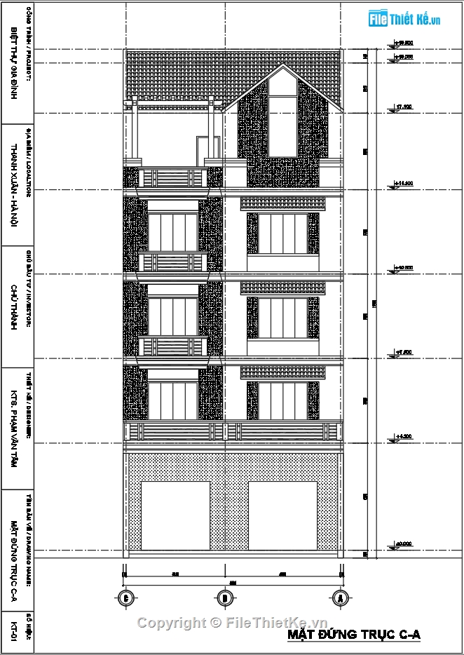 nhà 5 tầng,Nhà mặt tiền 5 tầng,Nhà mái thái 5 tầng đẹp,Thiết kế nhà phố 5 tầng,Bản vẽ nhà 5 tầng 8.6x17m