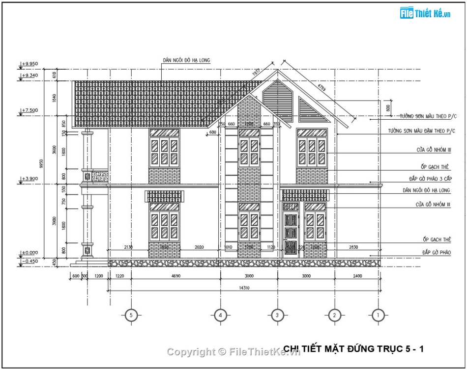 File cad biệt thự 2 tầng,Biệt thự 2 tầng mái thái,biệt thự 2 tầng 9.2x14.3m,bản vẽ biệt thự 2 tầng,autocad biệt thự 2 tầng