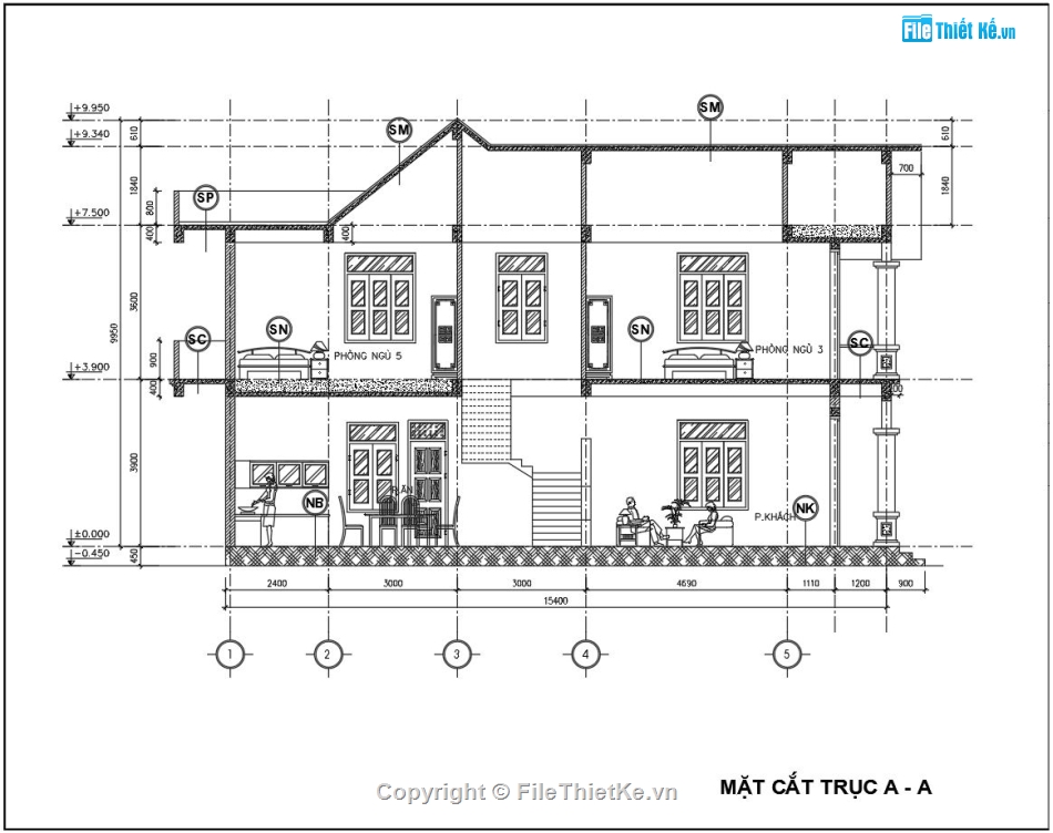 File cad biệt thự 2 tầng,Biệt thự 2 tầng mái thái,biệt thự 2 tầng 9.2x14.3m,bản vẽ biệt thự 2 tầng,autocad biệt thự 2 tầng