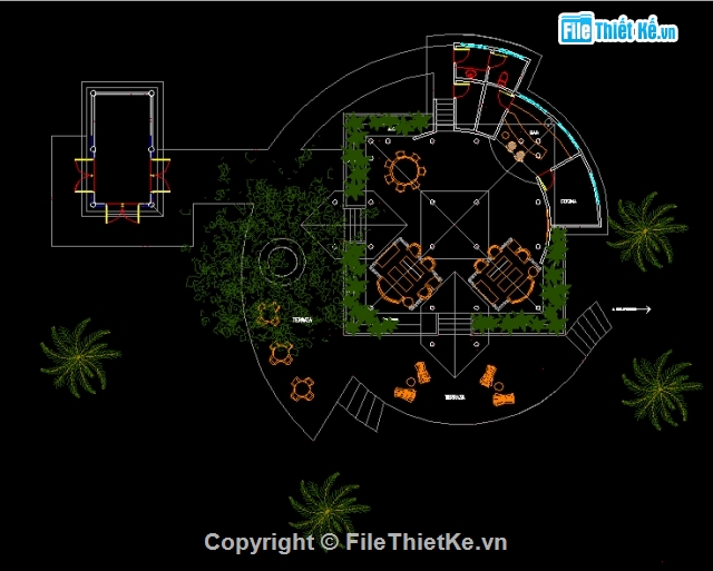 file cad kiến trúc,Bản vẽ kiến trúc Nhà,Bản vẽ kiến trúc bar,kiến trúc bar trong resort