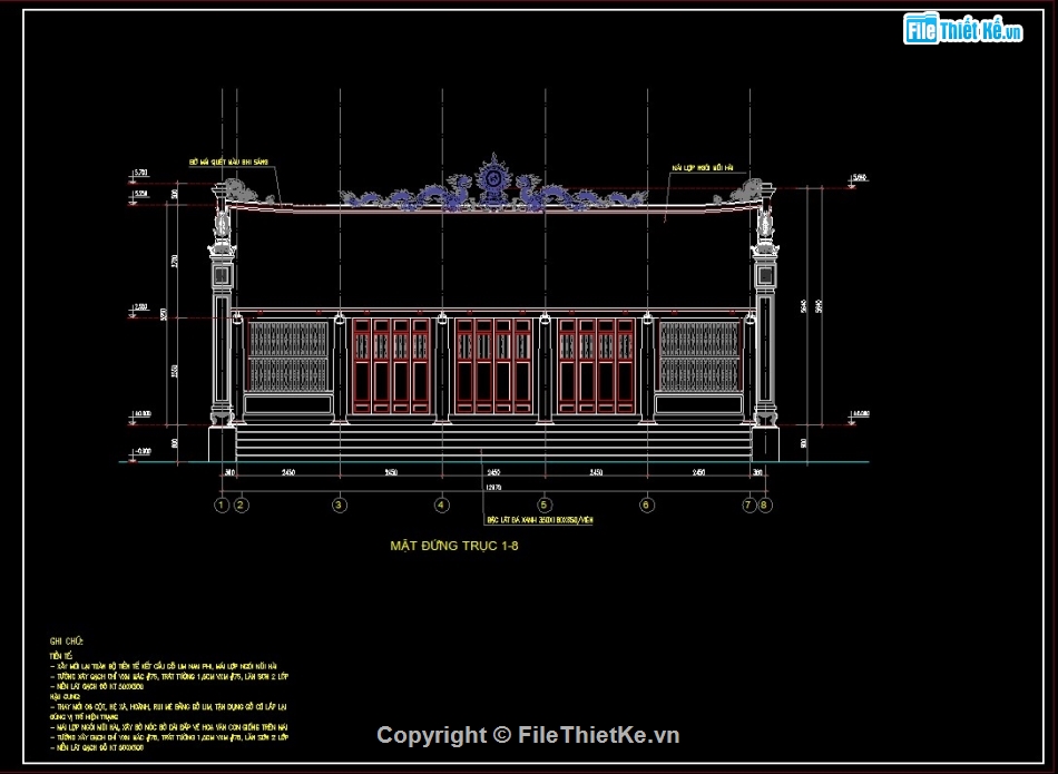 bản vẽ chùa đại tự,chùa đại tự file cad,autocad chùa đại tự,chùa đại tự file autocad,chùa đại tự 13x14m