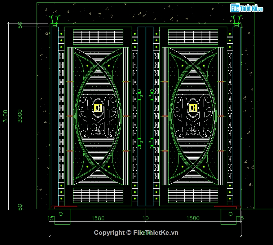 Cổng CNC 2 cánh,File autocad cổng 2 cánh,autocad cổng 2 cánh cnc,Cổng 2 cánh cnc đẹp,File cad cổng 2 cánh cnc