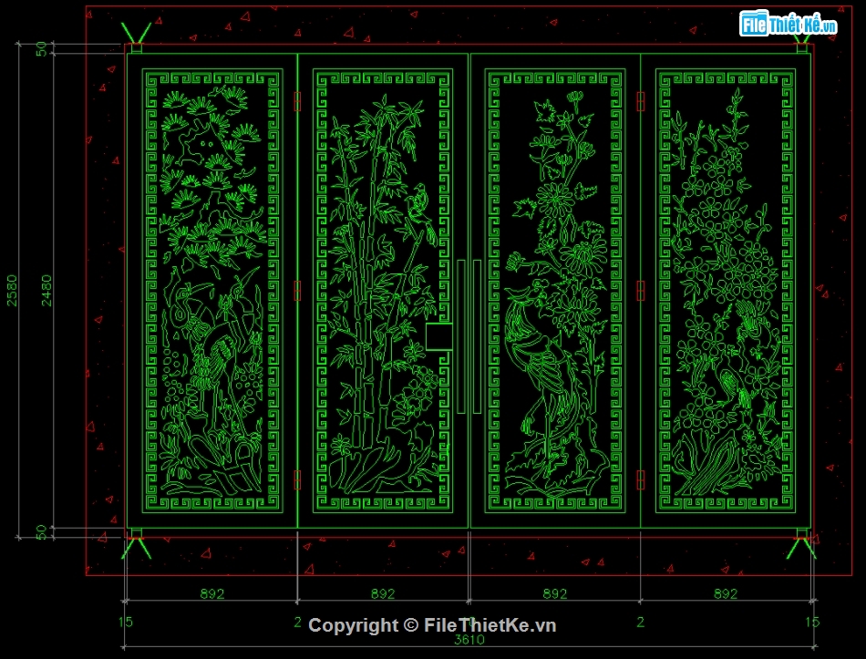 Cổng CNC tứ quý,Cổng tứ quý CNC,File cad cổng tứ quý cnc,Mẫu cổng cnc tứ quý,Mẫu cổng tứ quý cnc