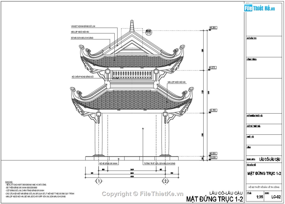 đình chùa cổ,bản vẽ thiết kế đền cổ,Thiết kế lầu cô lầu cậu,Bản vẽ đền,Bản vẽ chòi 2 mái cổ