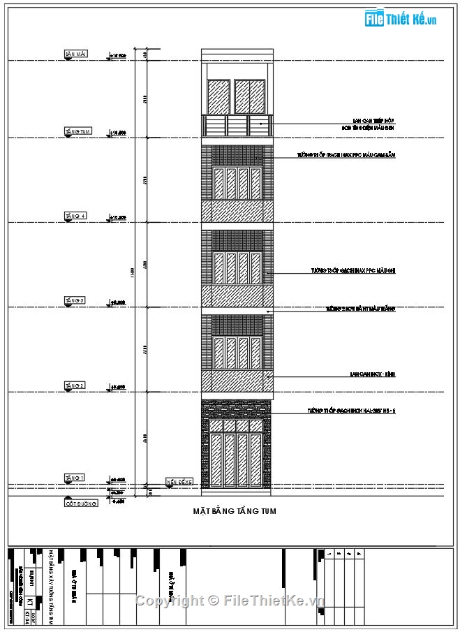 kiến trúc 5 tầng,Nhà ống 5 tầng,file cad nhà ống 5 tầng,hồ sơ thiết kế nhà ống 5 tầng