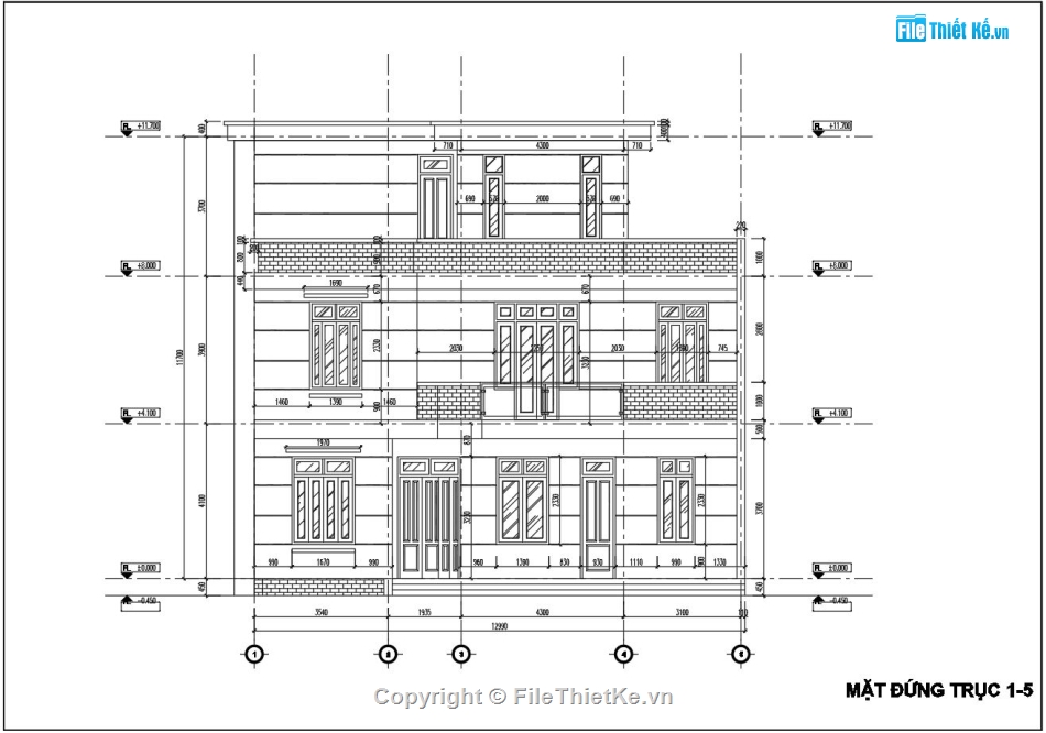 nhà phố 3 tầng file autocad,nhà phố 2.5 tầng 13x11.17m,Bản vẽ autocad mẫu nhà phố hiện đại,Biệt thự mái bằng 2 tầng file cad