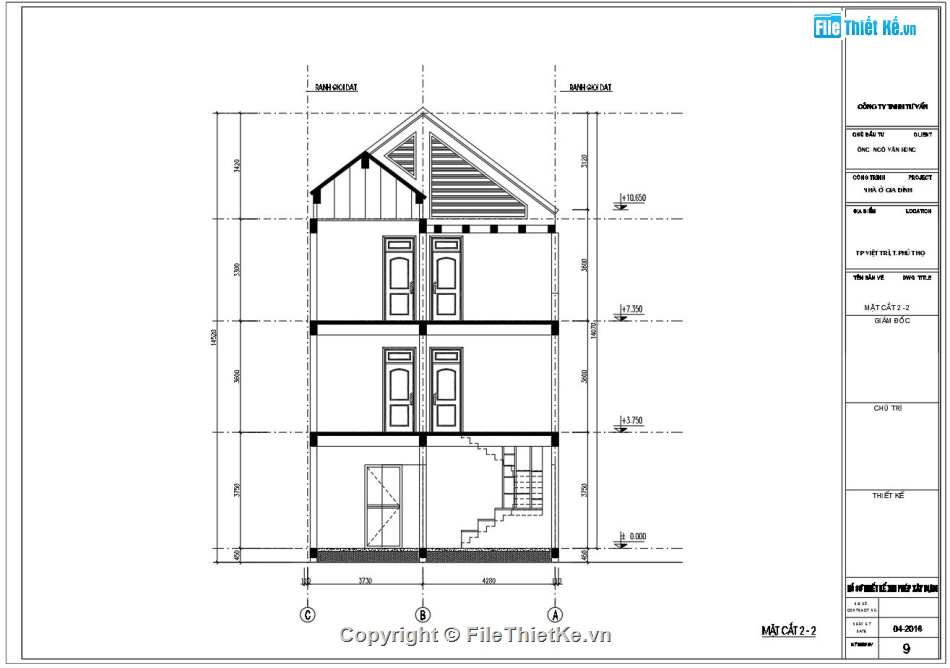 nhà phố 3 tầng mái thái,thiết kế cấp phép nhà phố 3 tầng,bản vẽ nhà mái thái đẹp,bản vẽ cấp phép nhà phố 3 tầng,Nhà lô góc mái thái 3 tầng