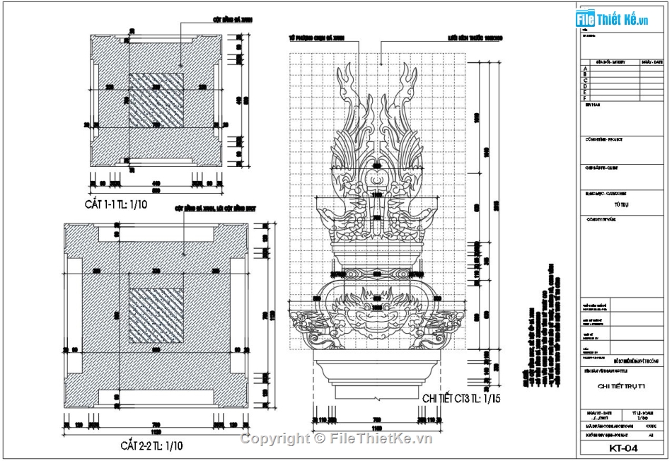 FIle cad thiết kế tứ trụ đẹp,Mẫu tứ trụ đình làng cổ,Thiết kế tứ trụ đá xanh,Bản vẽ tứ trụ đẹp,File thiết kế tứ trụ đẹp