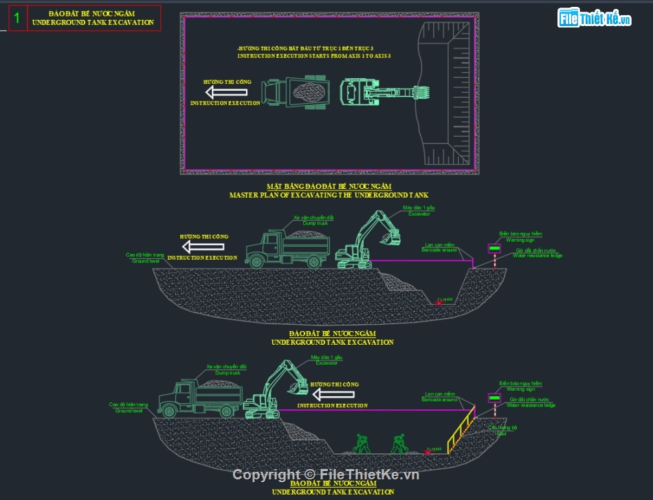 CAD biện pháp thi công bể nước,biện pháp thi công bể nước ngầm,Biện pháp thi công bể nước,cad thi công bể nước ngầm