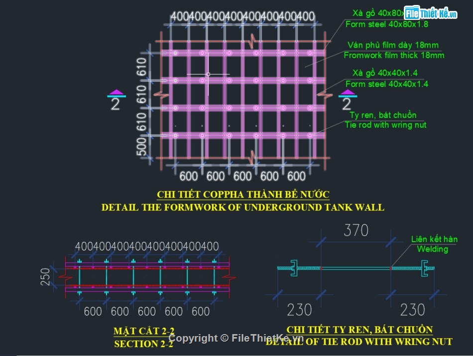 CAD biện pháp thi công bể nước,biện pháp thi công bể nước ngầm,Biện pháp thi công bể nước,cad thi công bể nước ngầm