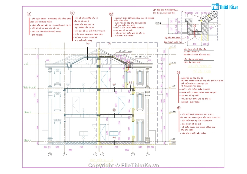 Biệt thự 3 tầng 8x18m,File cad biệt thự 3 tầng,Biệt thự 3 tầng file cad,autocad biệt thự 3 tầng,biệt thự 3 tầng file autocad