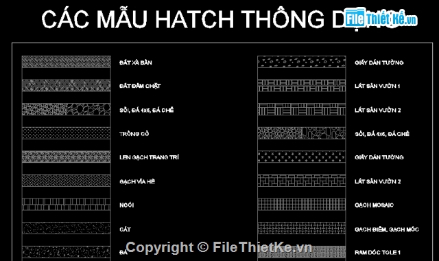 File cad,Kiến trúc,Kiến trúc tiêu chuẩn,quy định về nét vẽ,mẫu hatch