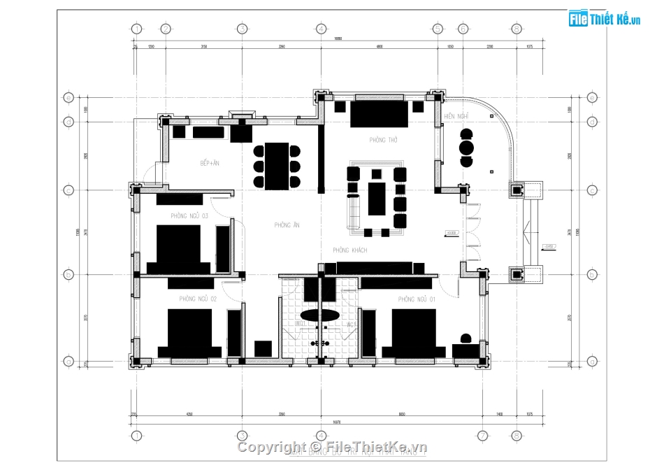 Biệt thự 1 tầng,file cad biệt thự 1 tầng,biệt thự 1 tầng 11.42x16.32m,autocad biệt thự 1 tầng,bản vẽ biệt thự 1 tầng