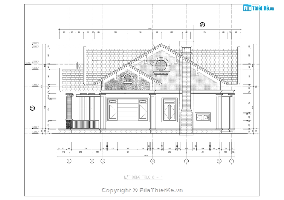 Biệt thự 1 tầng,file cad biệt thự 1 tầng,biệt thự 1 tầng 11.42x16.32m,autocad biệt thự 1 tầng,bản vẽ biệt thự 1 tầng