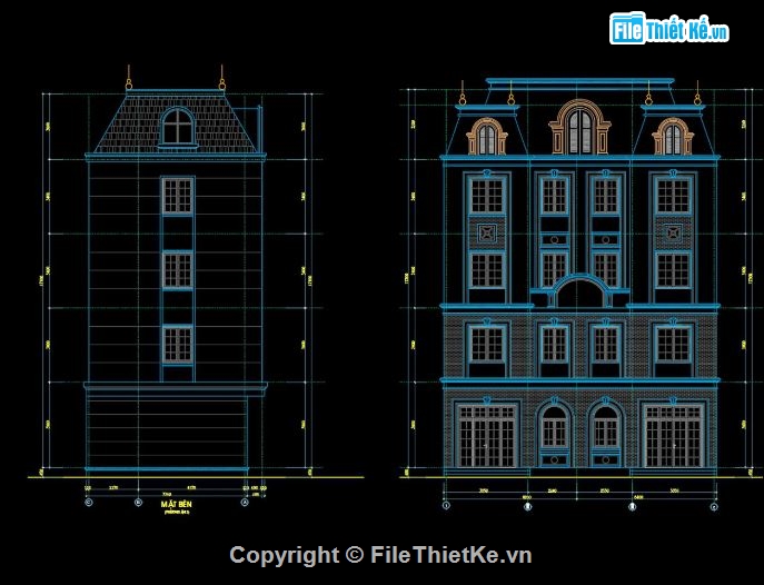 kiến trúc biệt thự 4 tầng,file cad biệt thự 4 tầng,biệt thự 4 tầng file cad,autocad biệt thự 4 tầng