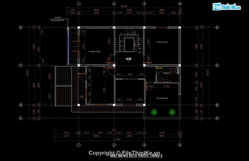 biệt thự 2 tầng mái thái,Biệt thự 2 tầng 10.52x12.84m,Bản vẽ biệt thự 2 tầng,Autocad biệt thự 2 tầng,Kiến trúc biệt thự 2 tầng