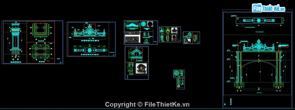 File cad cổng chào,Kiến trúc cổng chào,Autocad cổng chào,Bản vẽ cổng chào,Cổng chào file autocad