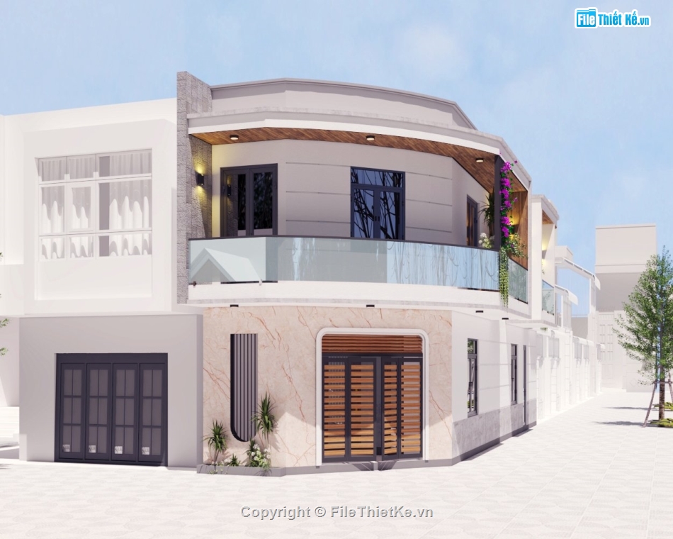 Nhà phố 2 tầng,phối cảnh,Nhà phố,nhà phố 2 mặt tiền,nhà phố 2 tầng có 2 mặt tiền,nhà phố lô góc