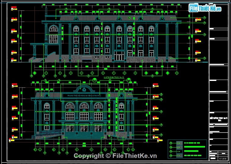 thiết kế kiến trúc nhà hội nghị file cad,file autocad nhà hội nghị tân cổ điển,Bản vẽ autocad nhà hội nghị huyện,kiến trúc nhà hội nghị 3 tầng