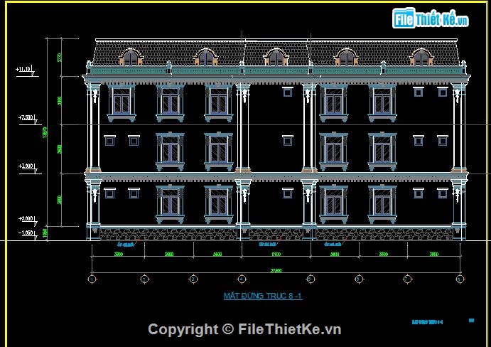 File cad trụ sở,trụ sở 3 tầng,bản vẽ trụ sở 3 tầng,file cad trụ sở 3 tầng