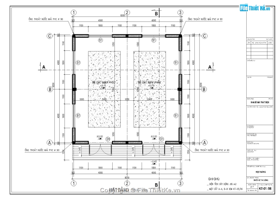 thiết kế nhà máy,Bản vẽ nhà đặt máy phát,Thiết kế nhà điện,File Cad thiết kế nhà đặt máy phát,File Autocad nhà để máy phát điện