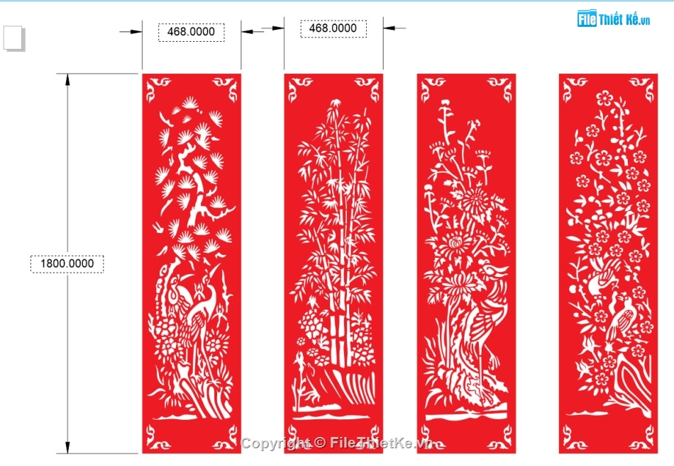 CNC tứ quý,File cad tứ quý CNC,tứ quý cnc,bản vẽ tứ quý cnc