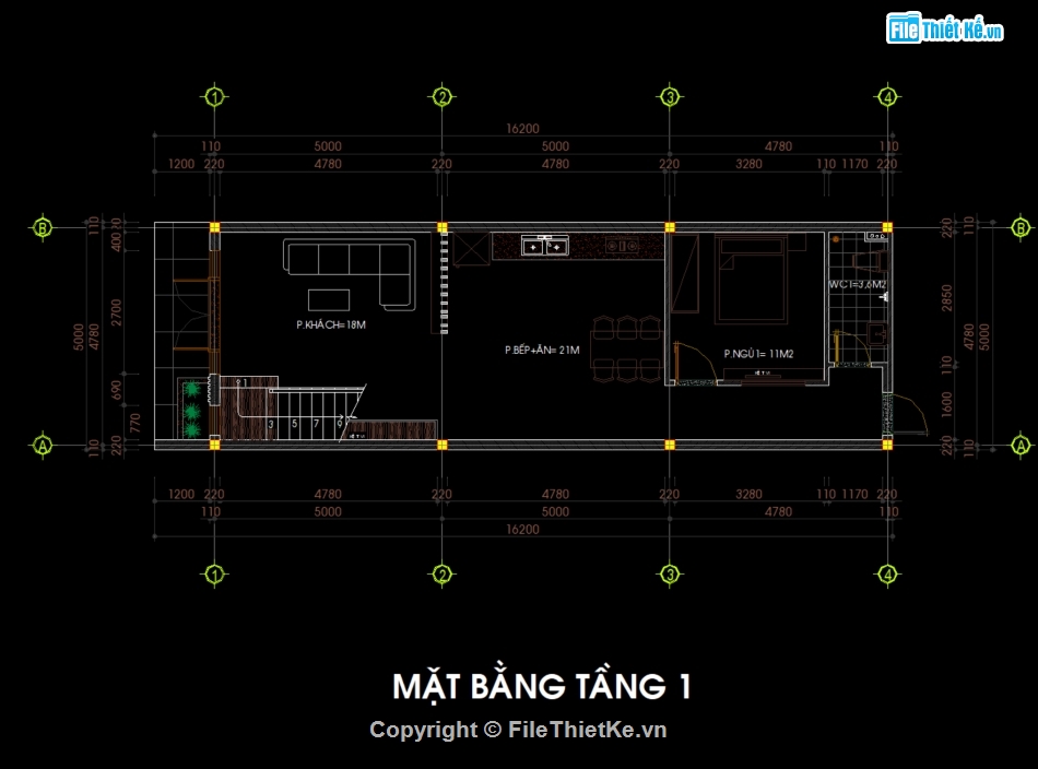 kiến trúc nhà phố rộng 5m,nhà phố có gác lửng,nhà phố 2 tầng có gác lửng,full bản vẽ thiết kế nhà phố 5x16.2m,kết cấu nhà phố,nhà phố hiện đại có gác lửng