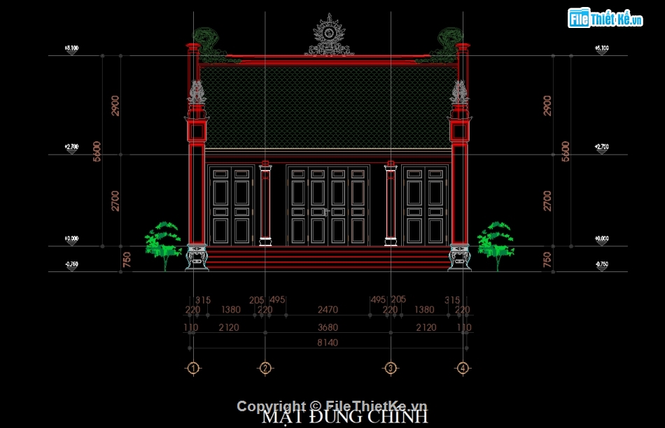 nhà thờ 3 gian,cad nhà thờ,nhà từ đường,bản vẽ thiết kế nhà thờ họ 3 gian,kết cấu nhà thờ 3 gian,kiến trúc nhà thờ 3 gian