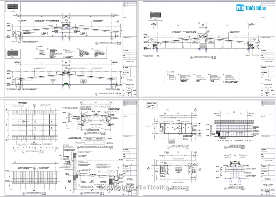 thiết kế nhà xưởng,Nhà xưởng 1 tầng,Nhà xưởng vượt nhịp 35m,Nhà xưởng khung thép 76x193m,File Autocad kết cấu nhà xưởng