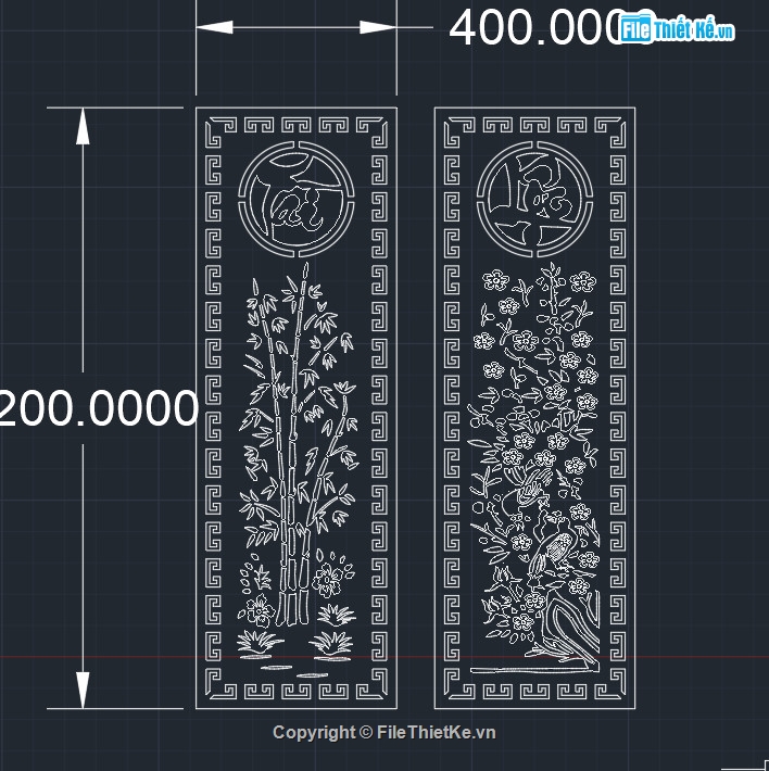 tấm cổng trúc đào cắt cnc,mẫu tấm cổng tài lộc cnc mới,file cad tấm cổng cnc trúc đào